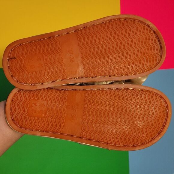 3/$20 Brand new vintage gold ribbon slipper - Picture 2 of 4